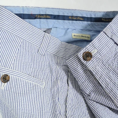 Pantalones Brooks Brothers Clark Hombre 31x30 Azul Genuino Seersucker Railroad Rayas Foto 1 de 4
