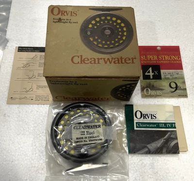 Caja Original Orvis Clearwater III Nuevo de Lote Antiguo con Línea Líder y Papeleo Modelo 259T-61 Foto 1 de 4