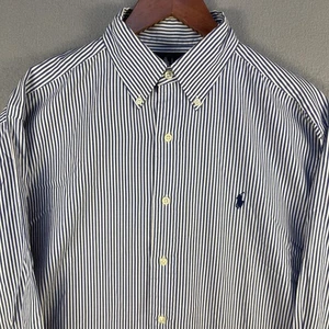 Vintage Polo Ralph Lauren Dress Shirt 15 32/33 Blue White Stripe Yarmouth OCDB - Picture 1 of 10