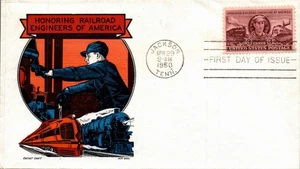 RAILROAD, HONORING RAILROAD ENGINEERS OF AMERICA STAMPED CACHET POSTAL COVER - Picture 1 of 2