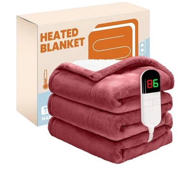 Electric Heated Blanket Throw Soft Sherpa with Smart Digital Controller 50”x60” - Image 1 of 4