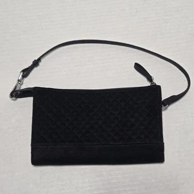 Vera Bradley Terciopelo Acolchado Azul Oscuro Pequeño Bolso sin asas Cartera Cremallera Foto 1 de 4