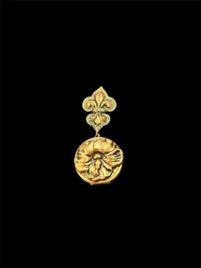 Vtg Fleur De Lis Brooch Victorian Revival Locket Puffy Flower Dangle Gold Tone - Picture 1 of 10