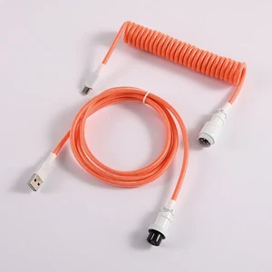 LANO Custom Paracord Coiled Mechanical Keyboard Type C Data Spring Cable GX16 Av - Picture 1 of 52