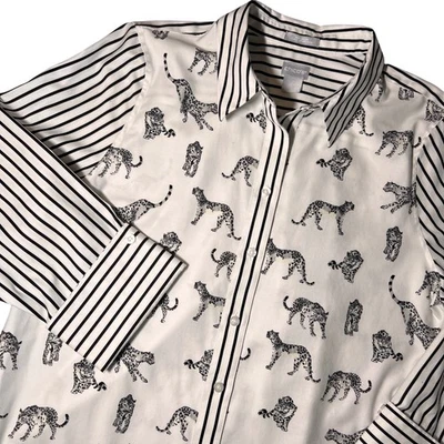 Túnica Chicos Chic elástica sin hierro estampado de guepardo abotonada talla 2/grande/12 Foto 1 de 4