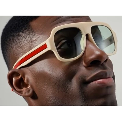 Gafas de sol de gran tamaño marco cuadrado moda marco beige lentes verdes exterior retro Foto 1 de 3