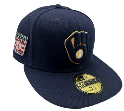 Parche lateral New Era Milwaukee Brewers Hat 59Fifty 7 1/2 Salón de la Fama del Béisbol Foto 1 de 4