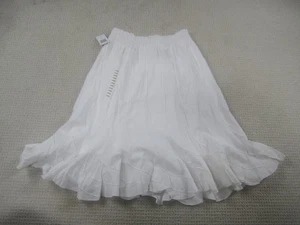 Grace Elements Womens Large White Skirt Flared Cotton Organza Tiered Maxi NWT - Picture 1 of 10