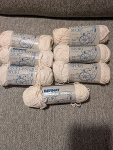 Lot Of 7 Bernat Gloucester Sport 100% Cotton 1.75 Oz Yarn Natural - Picture 1 of 4