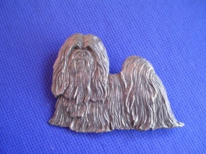 Lhasa Apso pin Standing #25B Pewter Dog Jewelry b Cindy A. Conter non sporting   - Picture 1 of 1