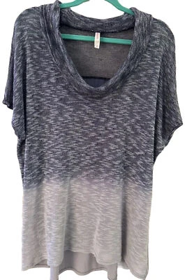 Top manga corta Xhilaration, suéter cuello capucha, azul jaspeado, talla 2 Foto 1 de 4