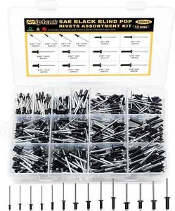 530PCS Schwarz Popnieten Sortiment Kit, SAE Aluminium Sortiert Blindnieten Set... - Bild 1 von 3