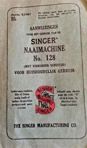 MANUALE  ISTRUZIONE 1876 SINGER NAAIMACHINE N.128 RARO - Foto 1 di 1
