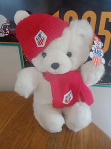 Vintage 1986 US Ski Team Plush Bear Stocking Hat Scarf Red White NEW NWT Tags - Bild 1 von 6