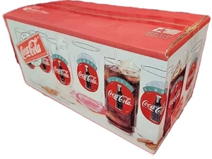 Vintage 8er Set Indiana Glas Coca-Cola Classic 16 Unzen Kühlgläser Becher - Bild 1 von 8