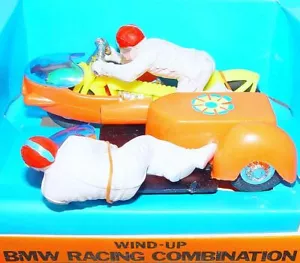 Hong Kong 1:20 BMW 1966 RACING MOTORCYCLE & SIDECAR 14cm #Orange MIB`75 TOP RARE - Picture 1 of 12