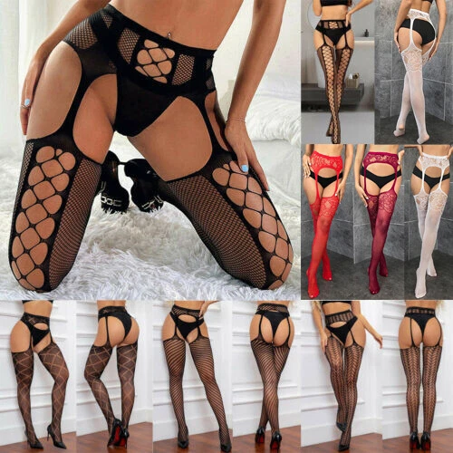 Women's Fishnet Thigh-High Stockings Tights Suspender Pantyhose Stocking Hosiery