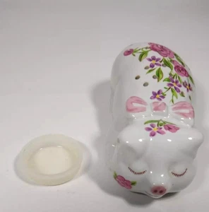 Bolsita de cerdo de porcelana Pomander Cottagecore decoración pintada a mano floral vintage 1978 - Imagen 1 de 8