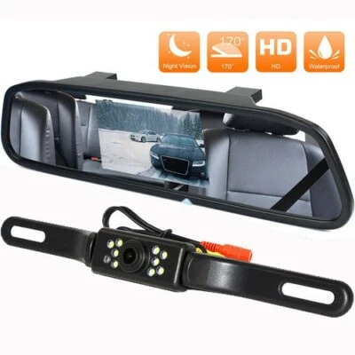 Car Backup Camera Rear View System Night Vision + 4.3" Mirror Monitor - Image 1 of 4
