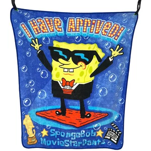 Vintage Nickelodeon SpongeBob SquarePants Movie Fleece Throw Blanket Rare Flawed - Picture 1 of 15