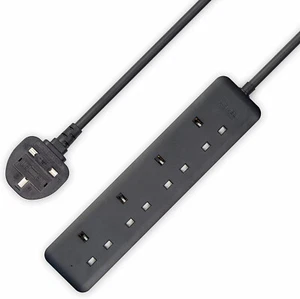 LIPWEL Verlängerungskabel 5 m lang Kabel 4-fach Steckdosenleiste weiß Verlängerungskabel UK - Bild 1 von 5