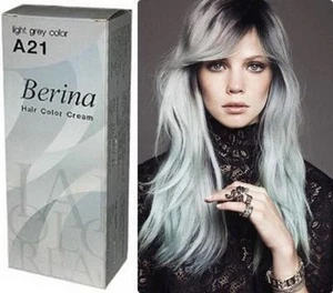 Berina A21 Grey Silver HAIR COLOUR Permanent cream HAIR DYE - Picture 1 of 7