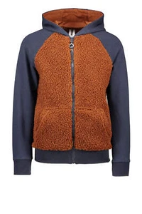 New Boys B.Nosy Hooded Sherpa Zip Jacket in Brown - Picture 1 of 4