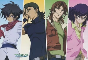 poster promo Code Geass Gundam 00 OO anime Lelouch Kururugi Setsuna Lockon - Picture 1 of 2