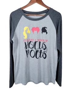 Hocus Pocus Size Large Raglan Graphic Long Sleeve Tshirt Gray - Picture 1 of 3