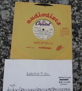 CAPITAL RECORDS, TEST RECORD, 1962, "EVERYTHING TO YOU" BOBBY MOLINE, FANTASTIC - Imagen 1 de 8