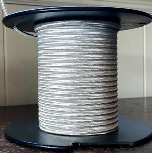 Cable blanco cubierto de tela de 2 hilos, 18 ga. Lámparas de estilo vintage luces antiguas, de rayón - Imagen 1 de 7