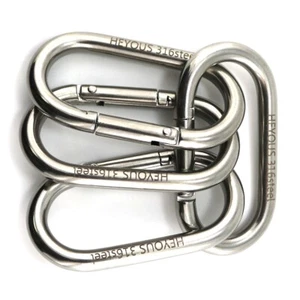3.15"-4 Pack Stainless Steel 316 Oval Carabiner Clip Spring Snap Hook Clips Lot - Picture 1 of 7