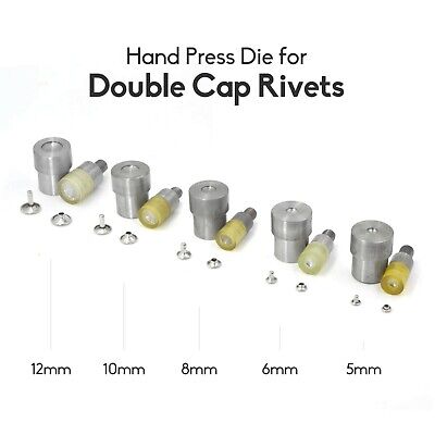 Hand Press Die For Double Cap Rivets Fit Snap Setter Setting Tools 5-10mm,12mm • 56.10€