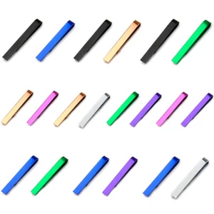 2 PCS Men Stainless Steel Metal Wedding Party Formal Skinny Necktie Tie Bar Clip - Picture 1 of 11