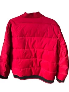 Calvin Klein Mens Large Quilted Puffer Bomber Jacket Red Winter Y2K Insulated - Picture 1 of 6