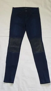 J Brand Klash Jeans Dark Wash Denim Lamb Leather Knees Tag Size 25 - Picture 1 of 10