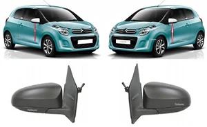 PAIR LEFT+RIGHT WING MIRRORS MANUAL CONVEX GLASS FOR CITROEN C1 2014-2022 - Picture 1 of 6