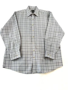 Jos A Bank Shirt XL Traveler’s Collection Men’s Button Up Beige Brown Plaid EUC - Picture 1 of 9