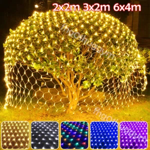 3X2m 6x4m LED Lichternetz 320/880leds Lichtervorhang Innen Außen Weihnachts Deko - Bild 1 von 45