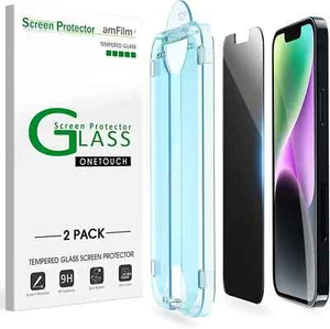 (2 Pack) amFilm iPhone 14 Plus / iPhone13 Pro Max Privacy Glass Screen protector - Picture 1 of 6