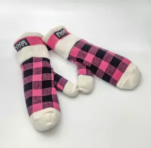 New Pook Dukes - Pookie Dukies Youth Mittens, Pink Buffalo Plaid, Age 3-9 - Picture 1 of 3