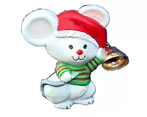 Hallmark PIN Natale Vintage MOUSE Campanella Suoneria Ottone 1980 Spilla Vacanze - Foto 1 di 2