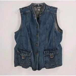 Motto Damen blau Jeans Denim ärmellos Knopfleiste Weste Taschen Gr. M - Bild 1 von 3