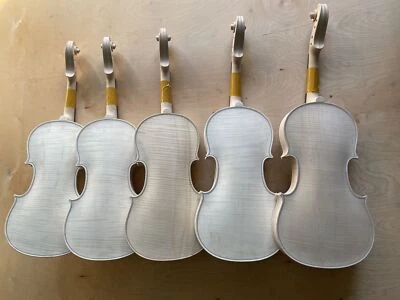 White Violin 4/4 Unfinished One Piece Flame Maple wood back Spruce top,1pcs - Image 1 of 4