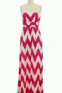 FUCHSIA CHEVRON PRINT TUBE MAXI BOUTIQUE dress IN SMALL-OTHER SIZES AVAILABLE - Picture 1 of 1
