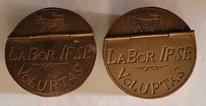 Vintage Reproduction Set of 2 Brass Snuff or Tobacco Containers - Picture 1 of 6