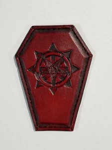 baphomet Chaos (coffin) dark red color GENUINE LEATHER PATCH - Picture 1 of 1