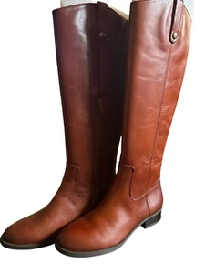 NEW I.N.C. INTERNATIONAL CONCEPTS Fawne Riding Leather Boots COGNAC Sz7 WC - Picture 1 of 5