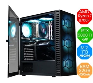 Gaming PC AMD Ryzen 7 8700F - RTX 5060 TI 16GB - M.2 1tb - Ram 32GB DDR5 - WIFI - Foto 1 di 4