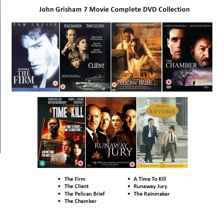 JOHN GRISHAM 7 MOVIE COLLECTION DVD SET FILMS BASED ON NOVELS Sealed UK Release - Image 1 of 1